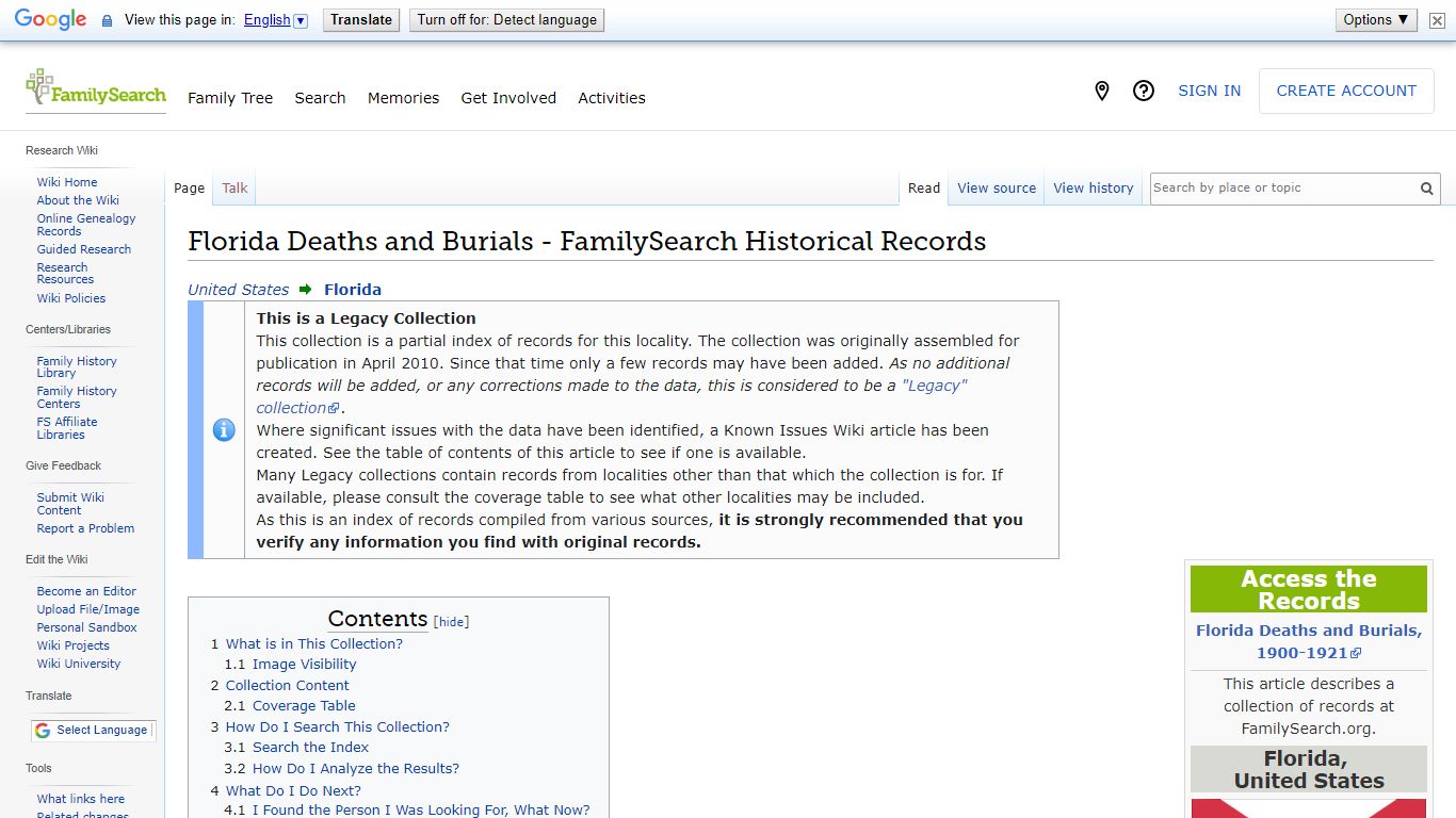 Florida Deaths and Burials - FamilySearch Historical Records